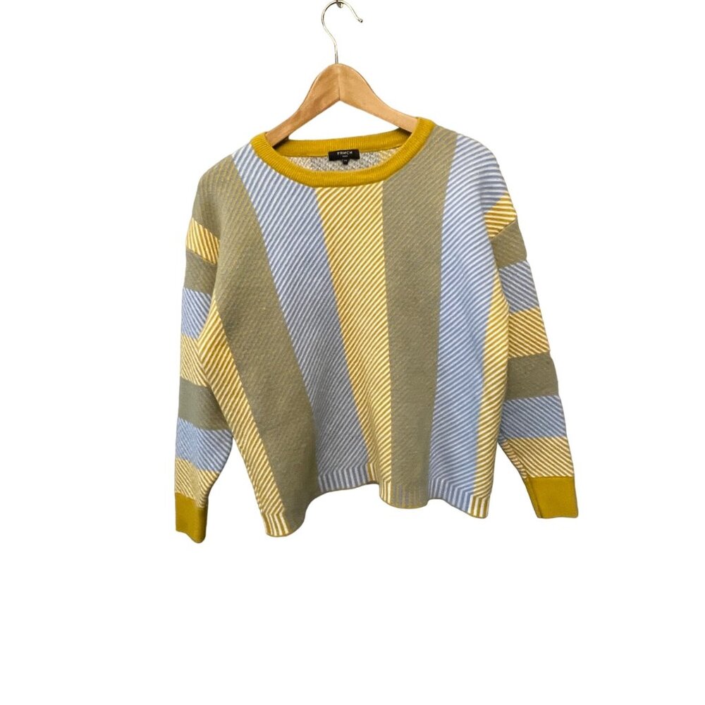 FRNCH Paris Size Small Womens Blue & Yellow Striped Sweatwer#E-5-11